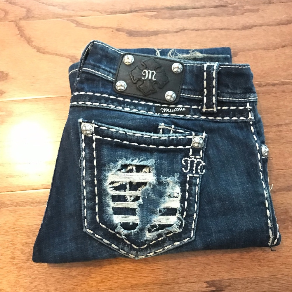 Miss Me Distressed Pocket Bootcut